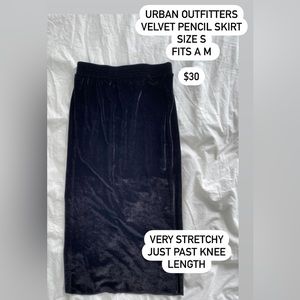 Velvet black pencil skirt size s/m